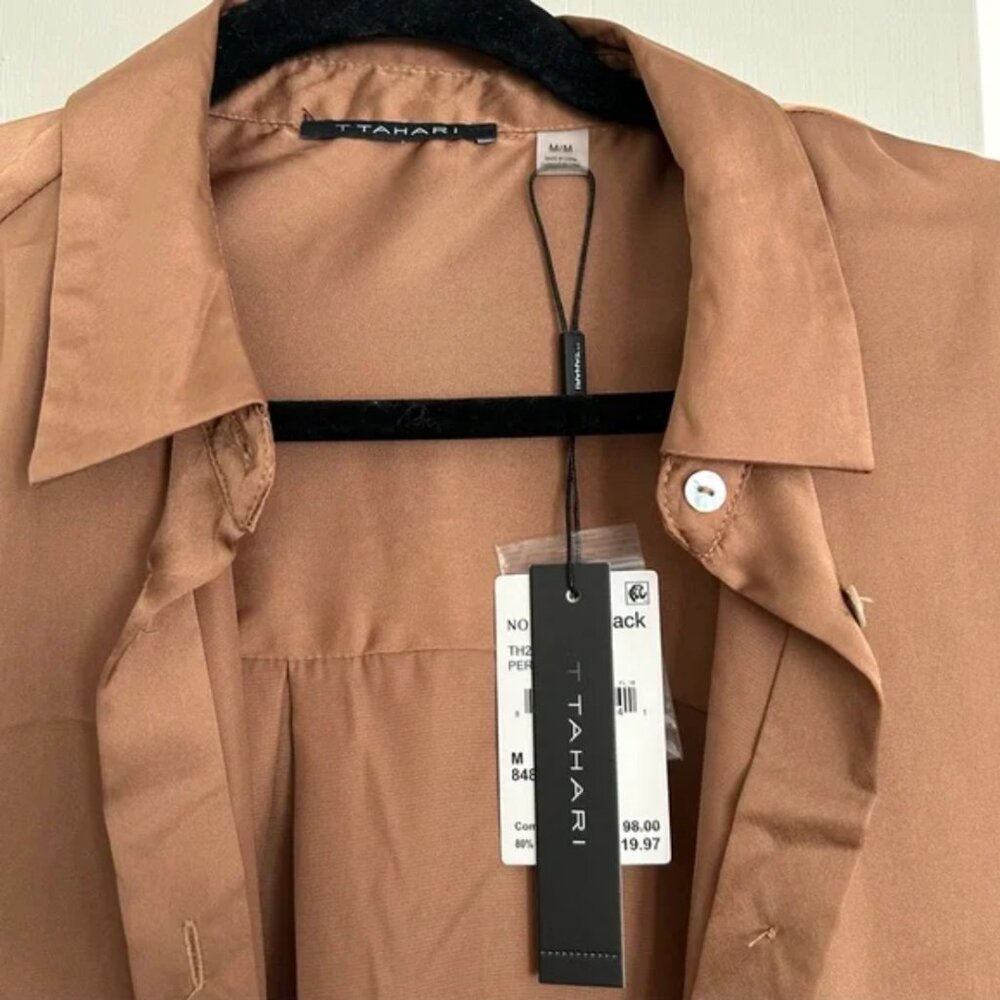 TAHARI Button Down Silk/Satin-look Blouses NWT